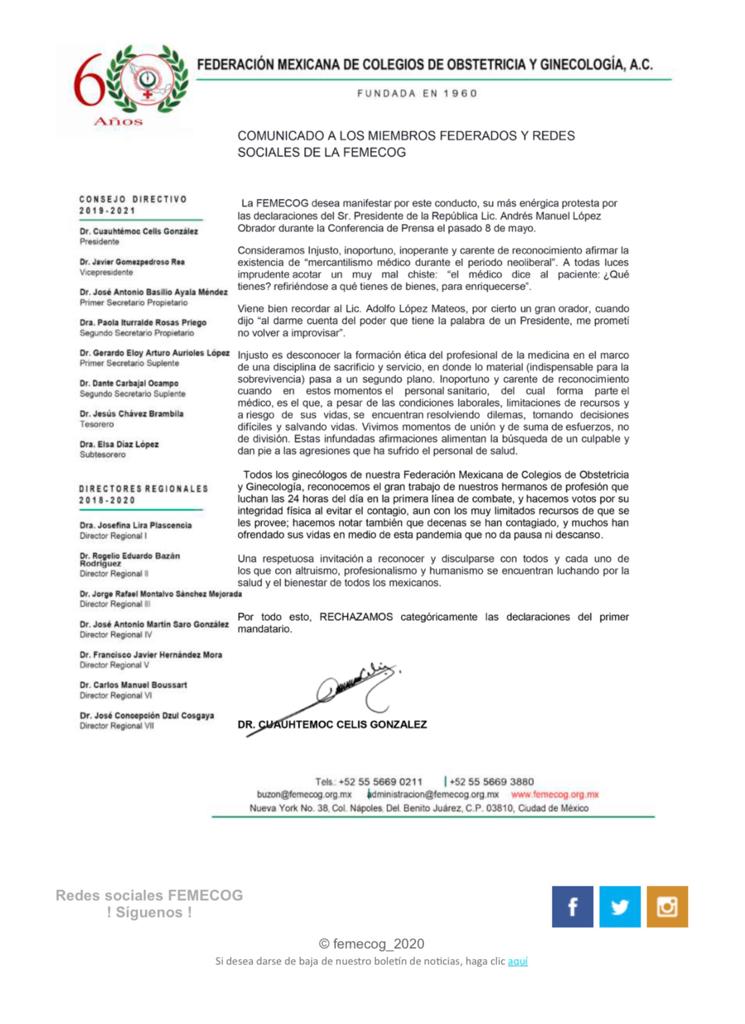 Agrupaciones médicas condenan las declaraciones del presidente López Obrador; exigen disculpa pública - 1