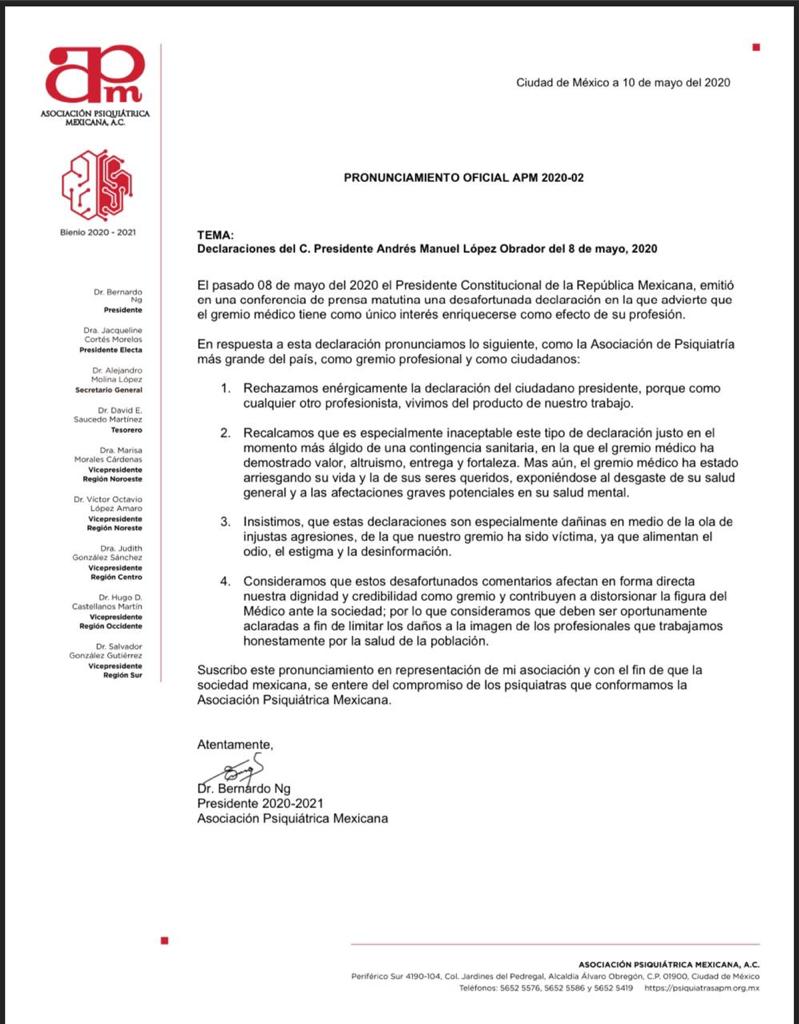 Agrupaciones médicas condenan las declaraciones del presidente López Obrador; exigen disculpa pública - 2