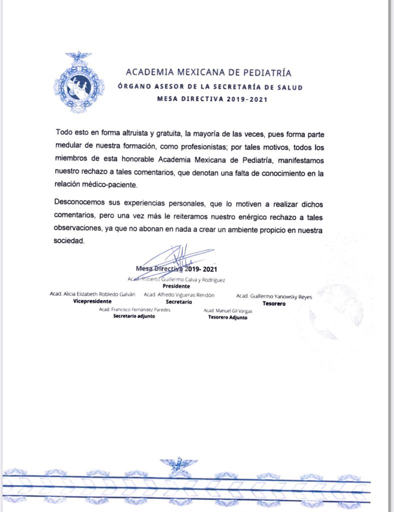 Agrupaciones médicas condenan las declaraciones del presidente López Obrador; exigen disculpa pública - 4
