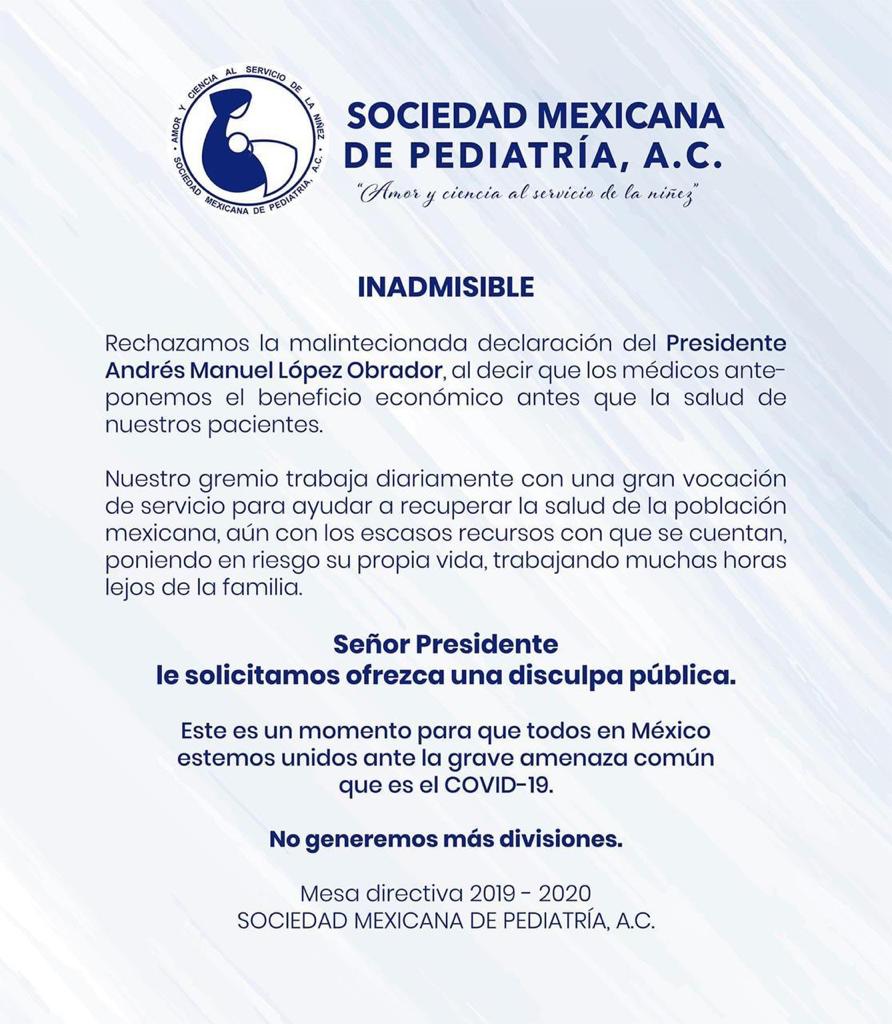 Agrupaciones médicas condenan las declaraciones del presidente López Obrador; exigen disculpa pública - 6