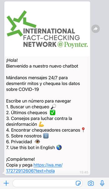 WhatsApp combatirá la desinformación sobre coronavirus - chatbot-whatsapp-covid19