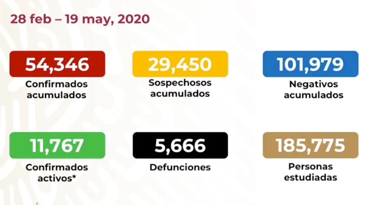 #Video Suman 54 mil 346 casos confirmados acumulados y 5 mil 666 defunciones por COVID-19 en México - co190520201