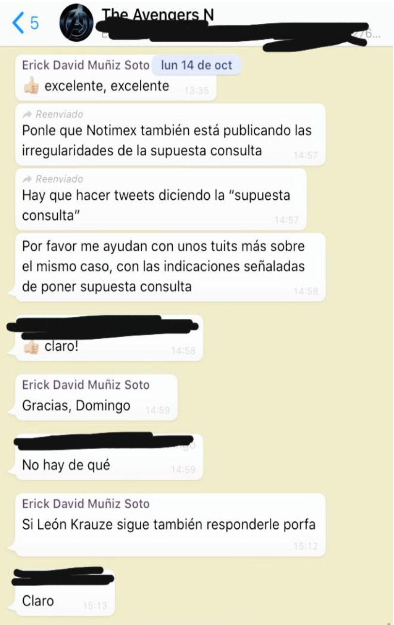 Acusan a Sanjuana Martínez, directora de Notimex, de atacar a periodistas y organizar campañas de desprestigio en redes sociales - notimex-avengers-chat-article19-2
