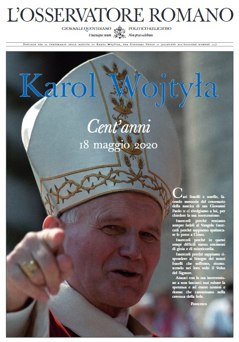 Se cumplen cien años del nacimiento de Juan Pablo II - portada-del-osservatore-romano