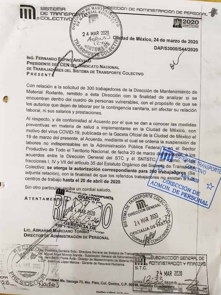 Exigen salida de funcionario del Metro por exponer a personal vulnerable al COVID-19 - whatsappimage20200507at104413pm1