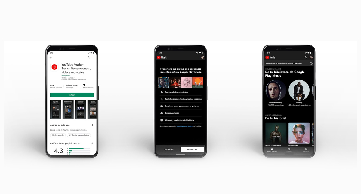 Inicia la mudanza de contenido de Google Play Música a YouTube Music