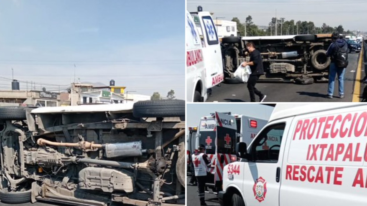 Volcadura de combi sobre la México-Puebla deja 12 heridos - accidente-vial-en-la-mexico-puebla