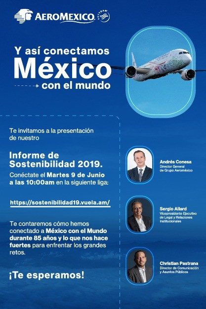 Aeroméxico invita a presentación de su Informe de Sostenibilidad 2019 - aeromexico-sostenibilidad-2019