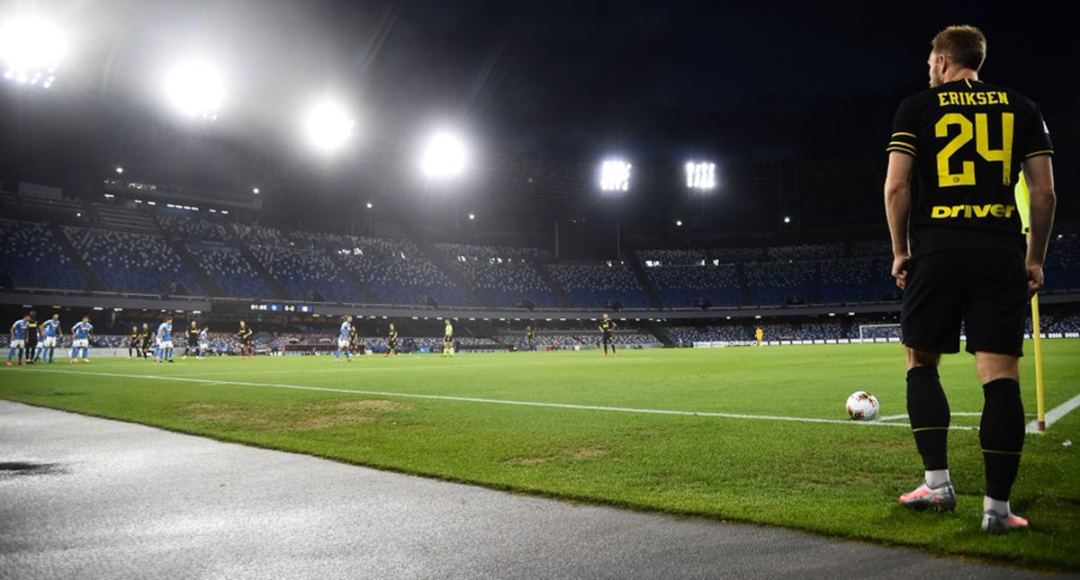 Eriksen anota primer gol en el regreso del futbol italiano de manera olímpica