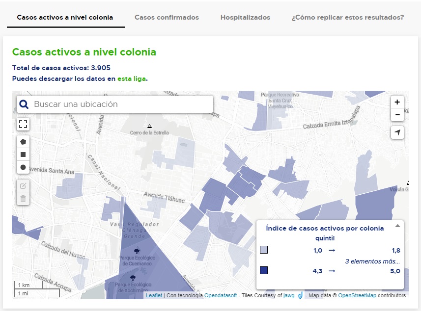 Ciudad de México lanza mapa de casos activos de COVID-19 - cocdmx290620205