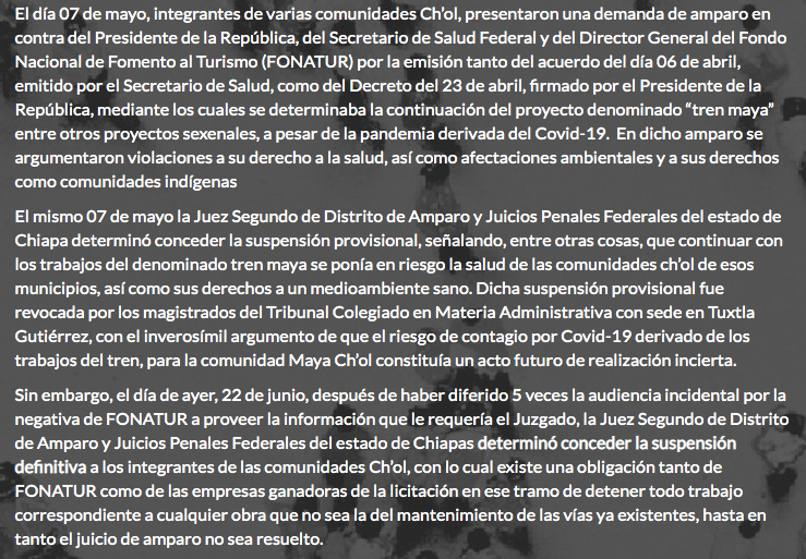 Comunidad ch'ol logra suspensión de construcción del tramo 1 del Tren Maya - comunicado-suspension-tren-maya-tramo1