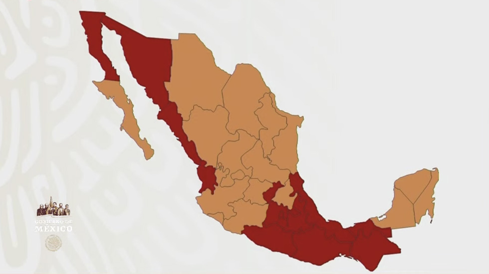 Semáforo epidémico en México: 17 entidades están en color naranja; 15 estados permanecen en riesgo máximo