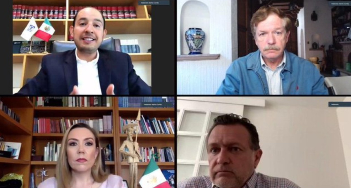 PAN asegura que no pide la renuncia de AMLO sino que "se ponga a trabajar" - videoconferencia-de-lider-del-pan-con-coordinadores-parlamentarios