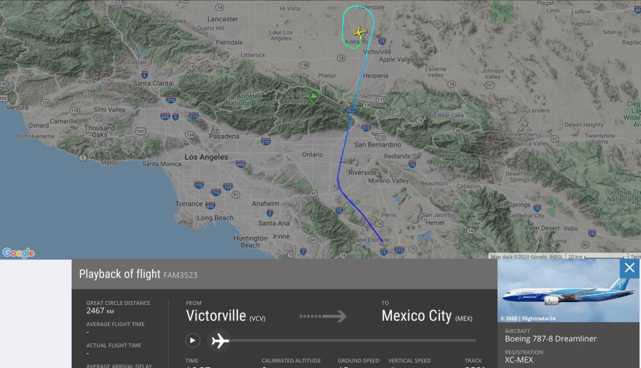 Tras 19 meses resguardado en California, el Avión Presidencial ya está en suelo mexicano - avion-presidencial-victorville-cdmx