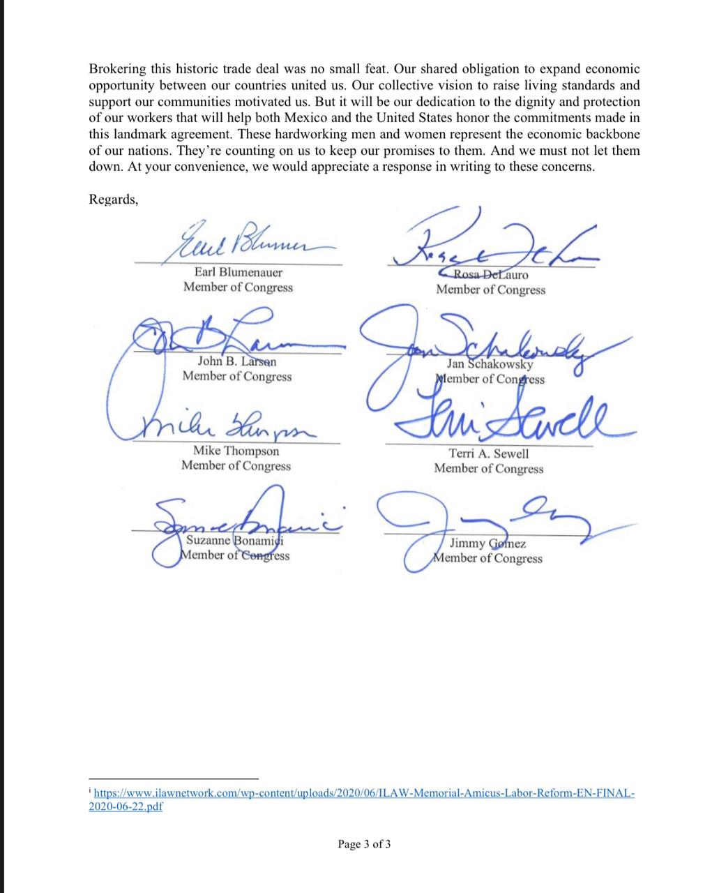 Demócratas expresan "serias preocupaciones" a AMLO sobre reformas laborales - carta-democratas-amlo-03