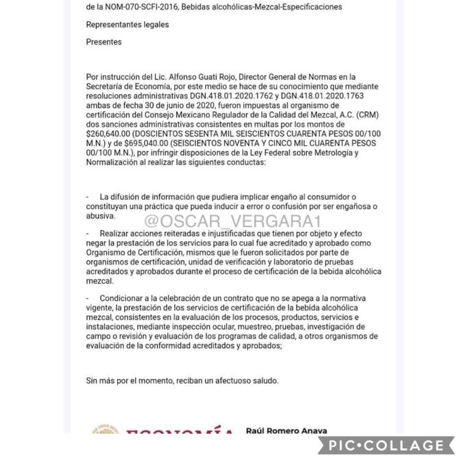 SE sanciona al Consejo Regulador del Mezcal por prácticas monopólicas - comunicado-se-1