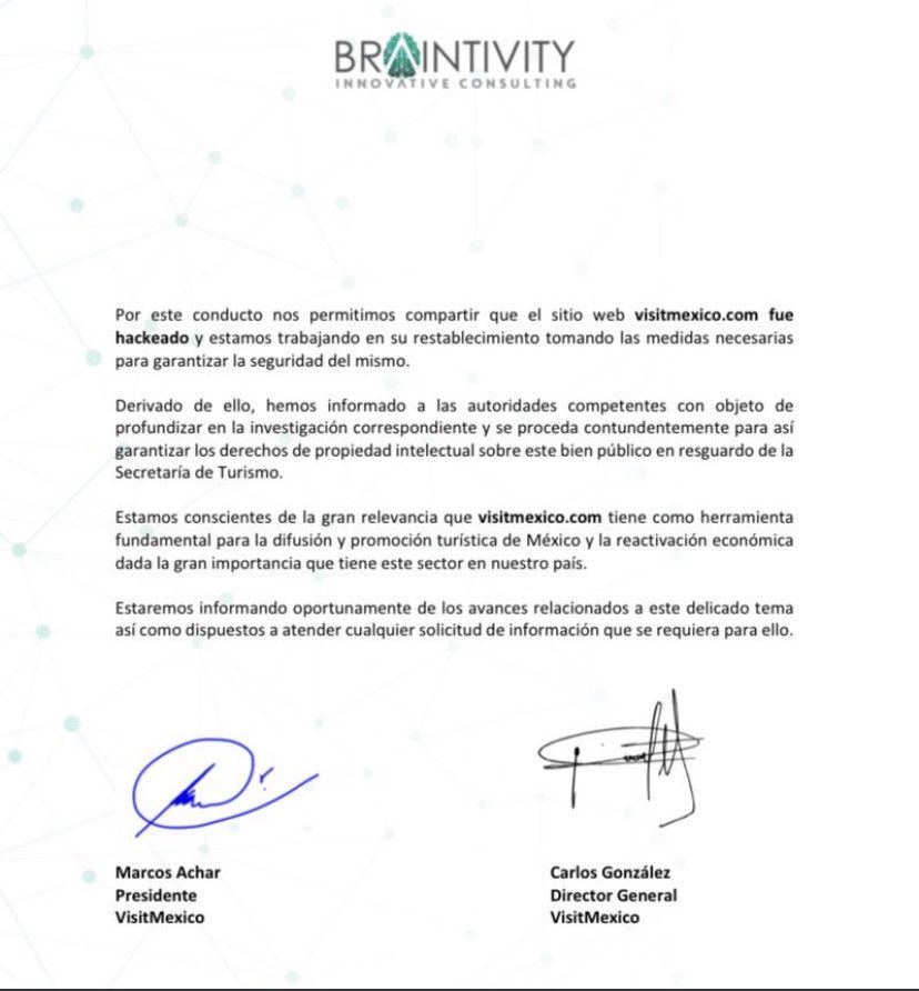 Página web de Visit México fue hackeada, confirma empresa administradora - comunicado-visit-mexico