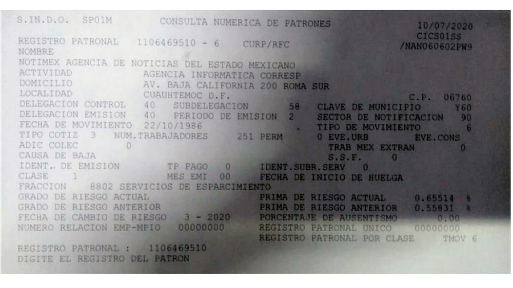 Gobierno de México incumple el T-MEC por actos ilegales de Notimex - evidencia-de-que-ante-el-imss-notimex-continua-labores