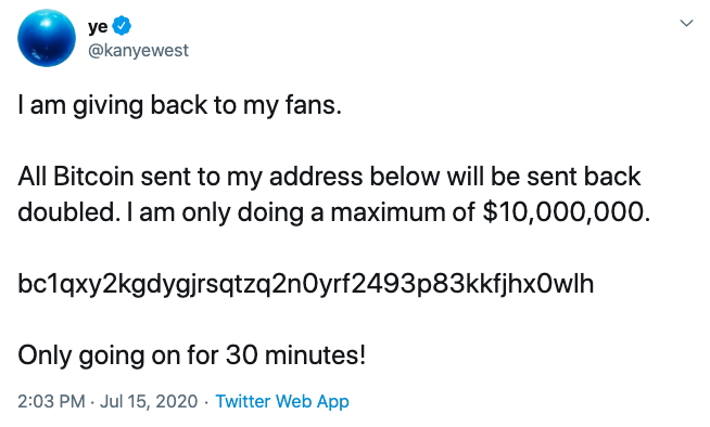 Hackean a empresarios, políticos y artistas y tuitean estafa de bitcoins - kanye-west-estafa-twitter
