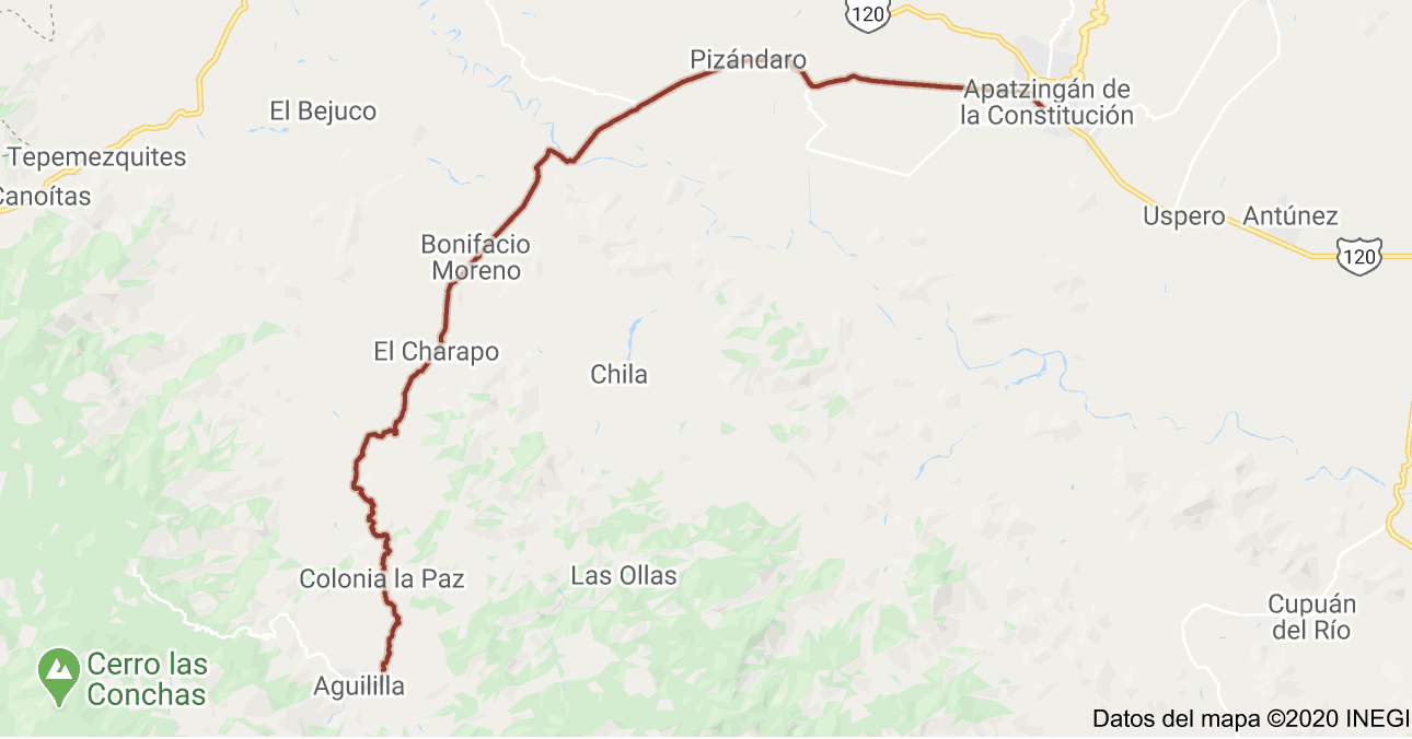 Hombres armados queman vehículos y bloquean tramos carreteros en Michoacán - mapa-apatzingan-aguililla