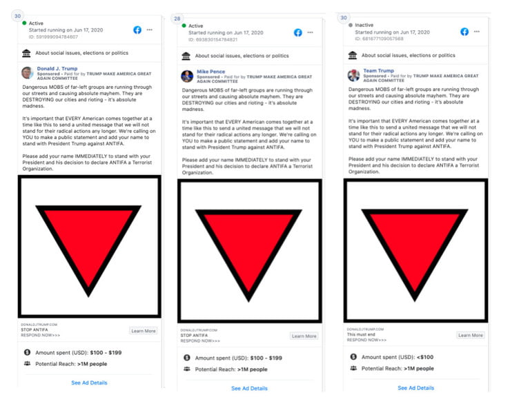 Facebook afirma que "no se beneficia del odio", tras publicaciones controvertidas de Trump - mensajes-del-equipo-de-trump-en-twitter