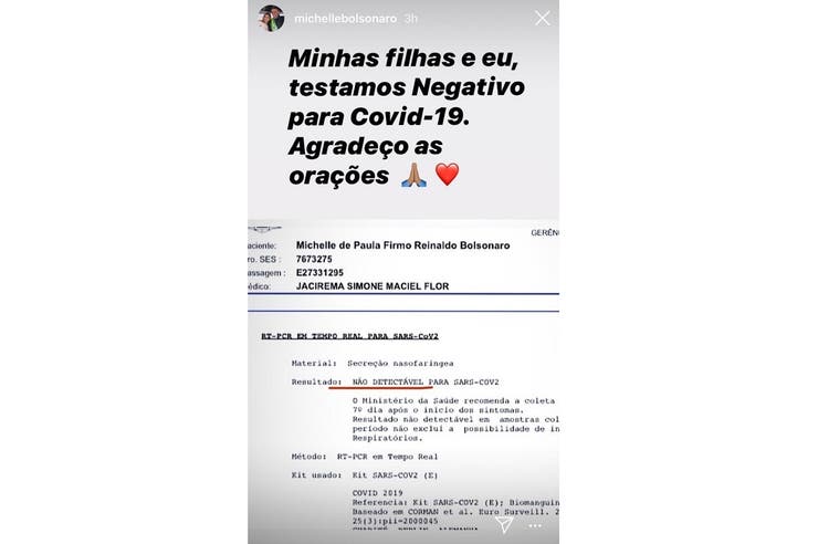 Primera dama de Brasil da negativo por COVID-19, tras contagio de Bolsonaro - michelle-bolsonaro-covid19