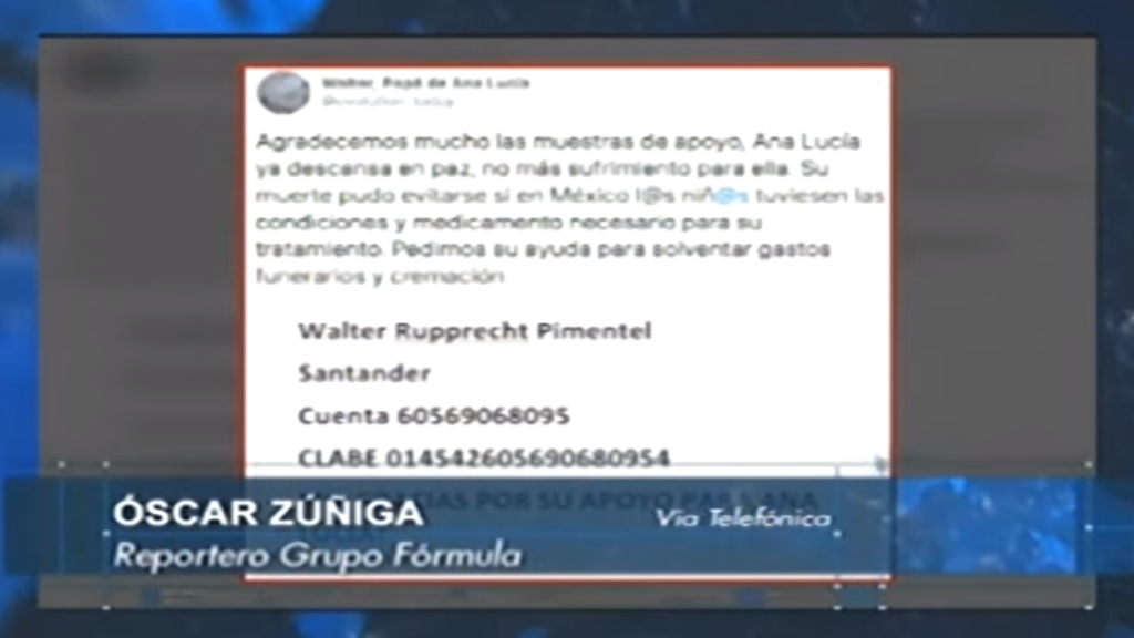Murió víctima de leucemia la niña Ana Lucía