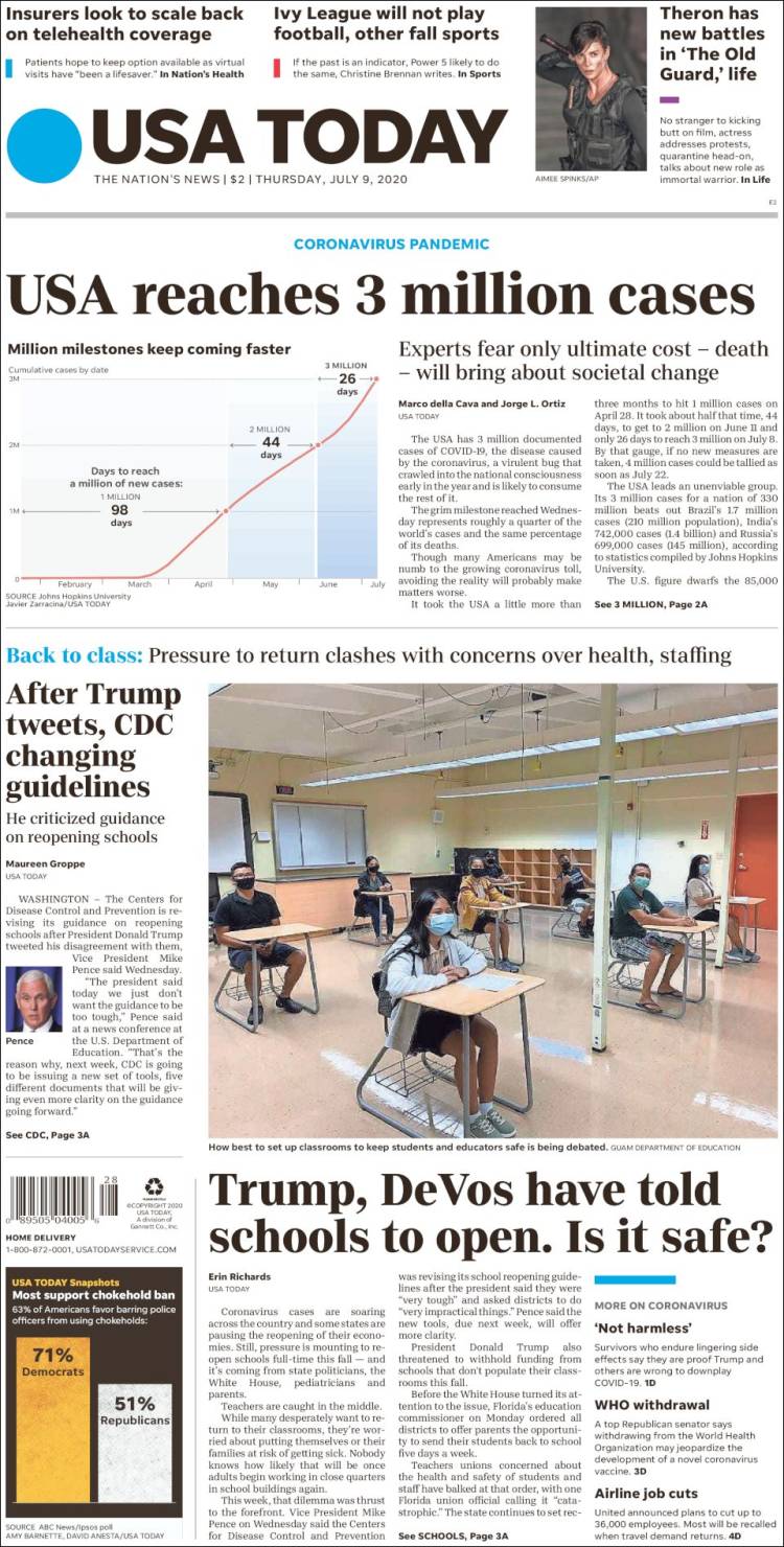 Poco interés en reunión Trump-AMLO en portadas de periódicos estadounidenses - usa-today-9jul20