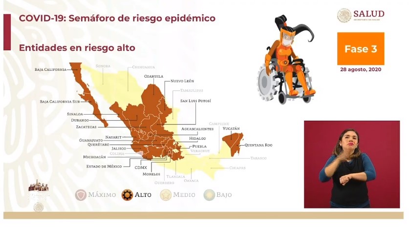 Semáforo COVID-19: Diez estados en color amarillo, Colima, el único en rojo - co280820205