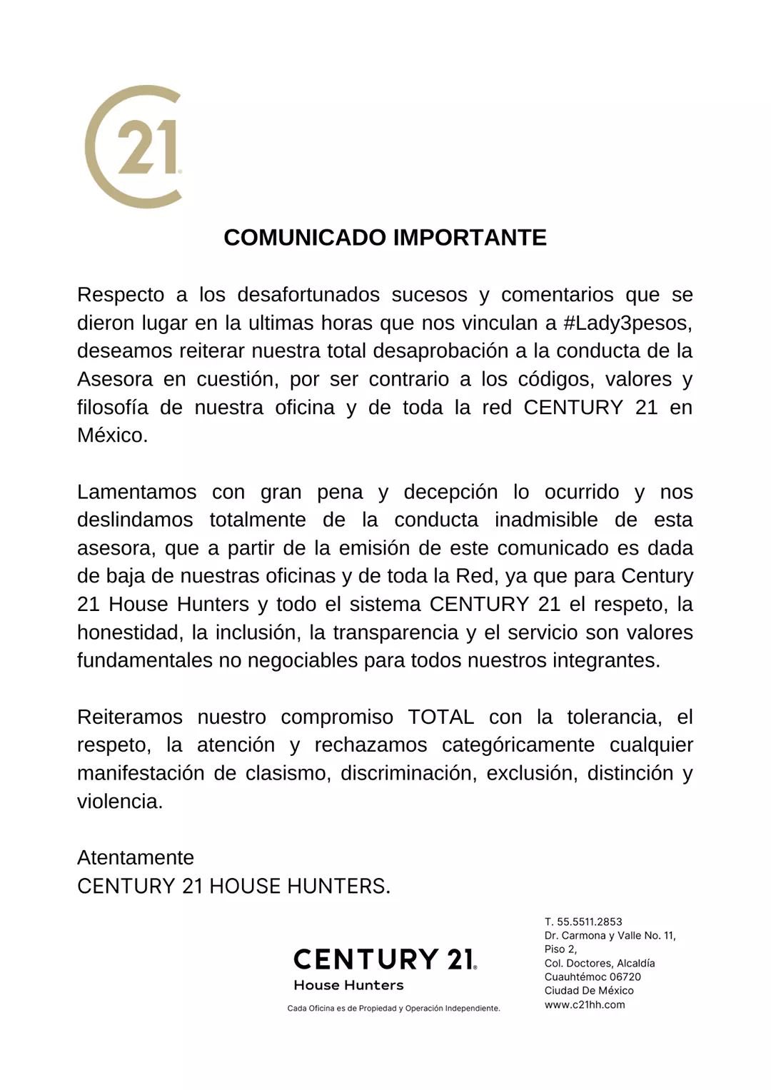 #Video Insulta #Lady3Pesos a guardias de seguridad de tienda; la despiden de su trabajo - comunicado-century-21-sobre-despido-de-lady3pesos