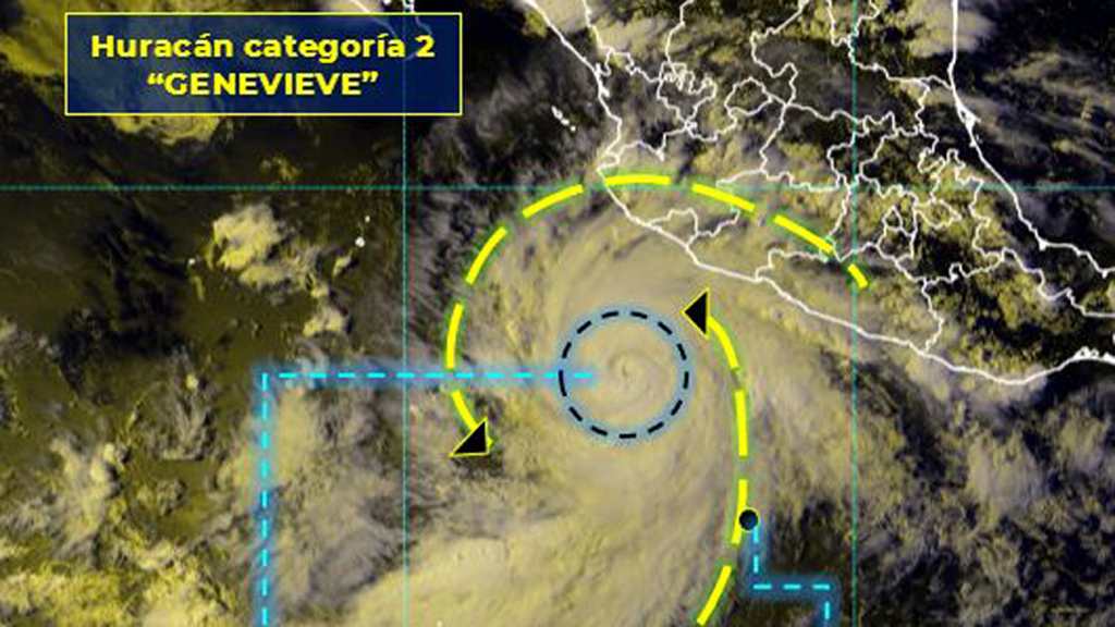 Genevieve ya es huracán categoría 2; lluvias azotarán Nayarit, Jalisco y Colima