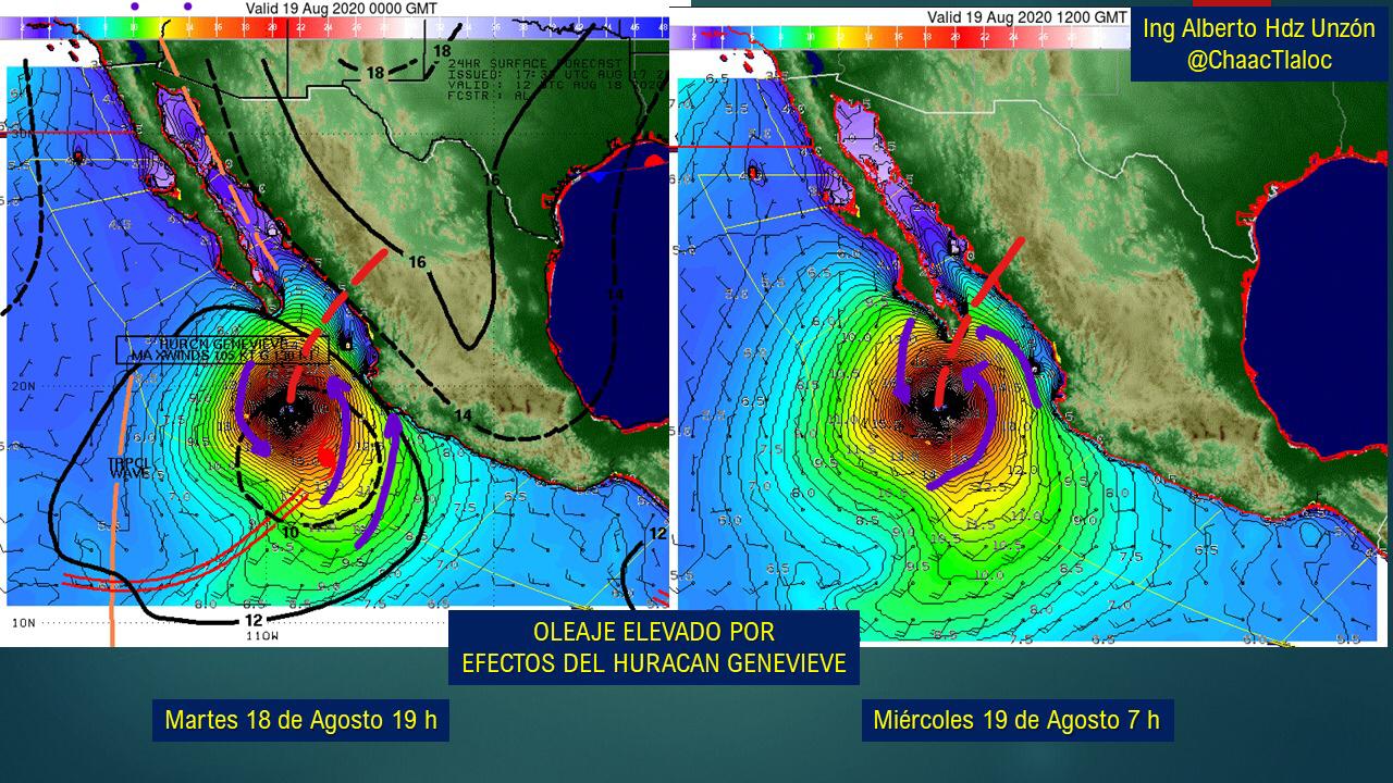 Huracán 'Genevieve' podría golpear con más fuerza que 'Odile' en BCS - huracan-genevieve-18ago20-1