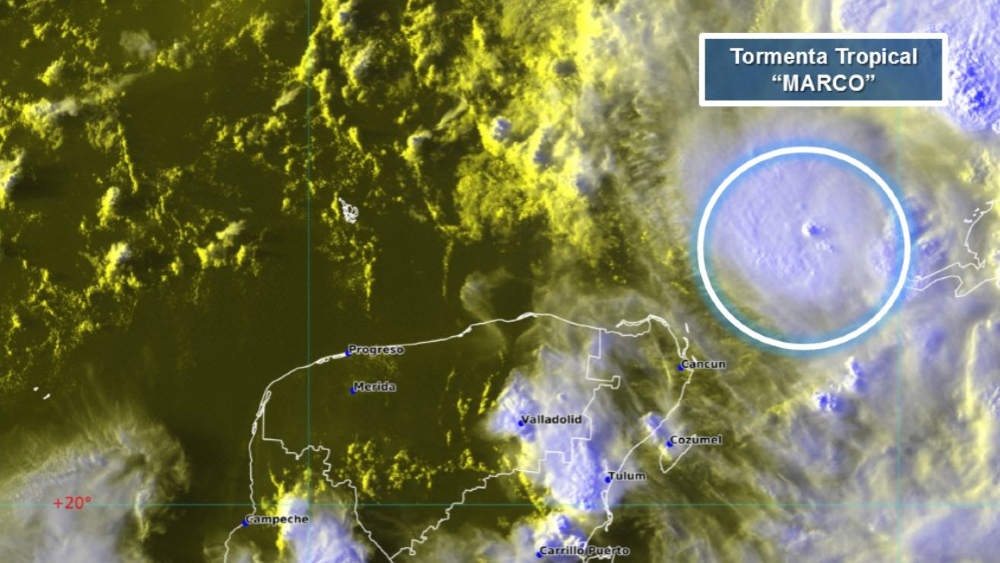 Tormenta tropical Marco ocasionará lluvias muy fuertes, vientos y oleaje en costas de Yucatán y Quintana Roo