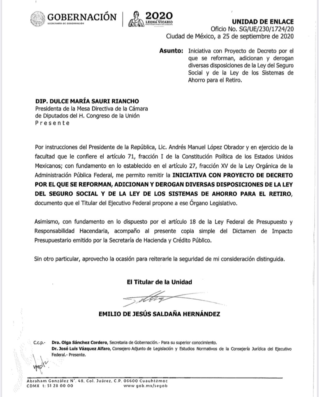 Cámara de Diputados recibe iniciativa de López Obrador para reformar sistema de pensiones - iniciativa-de-reforma-al-sistema-de-pensiones-y-afores