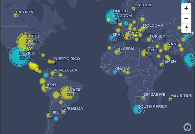 México es el país con más muertes por COVID-19 entre personal de Salud: Amnistía Internacional - mapa-personal-de-salud-muerto-covid-19