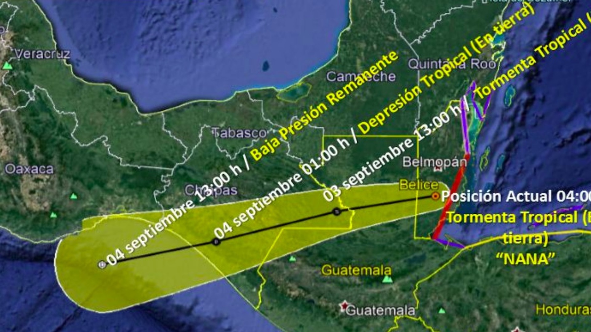 Tormenta tropical Nana continúa su avance hacia Chiapas; provocará lluvias torrenciales en cinco estados