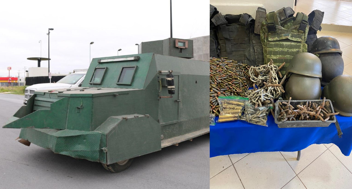 Decomisan en Tamaulipas vehículos con blindaje artesanal y armamento