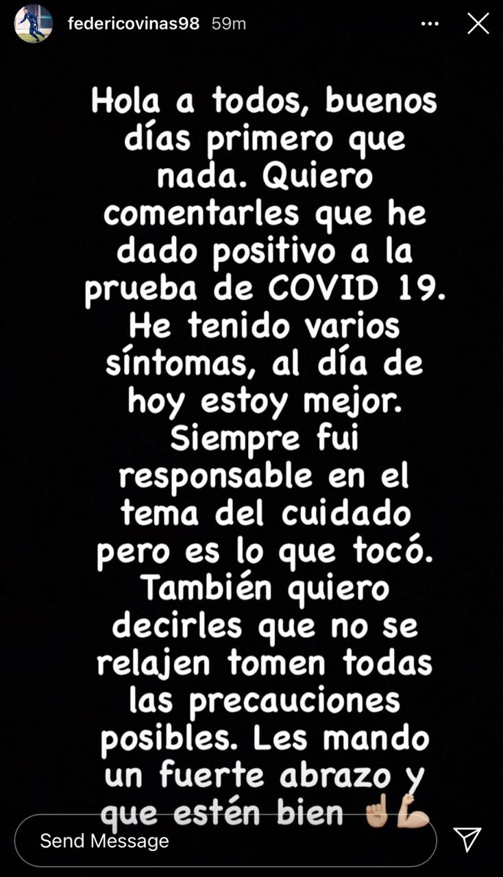 Federico Viñas dio positivo a COVID-19 previo al América-Tigres - federico-vinas-america