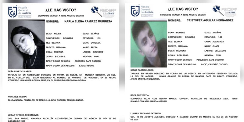 Fiscalía capitalina ofrece recompensa por ayuda para localizar a jóvenes desaparecidos en Azcapotzalco - jovenes-extraviados-azcapotzalco-ciudad-de-mexico-2-1