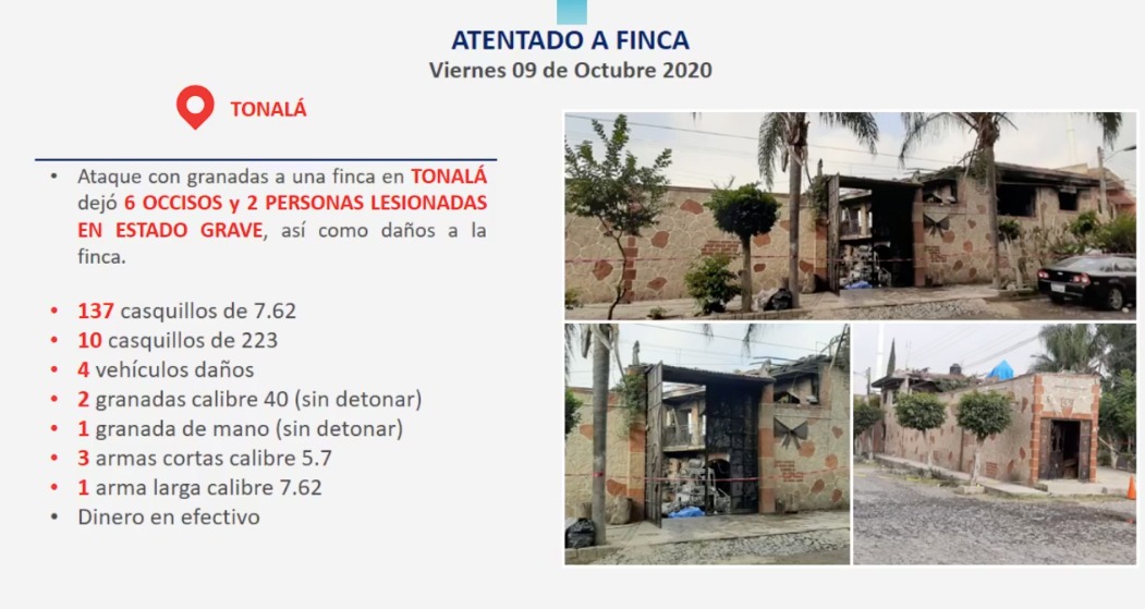 Al menos seis muertos y dos heridos graves por agresión con granadas contra vivienda en Tonalá, Jalisco - muertos-en-afectaciones-de-finca