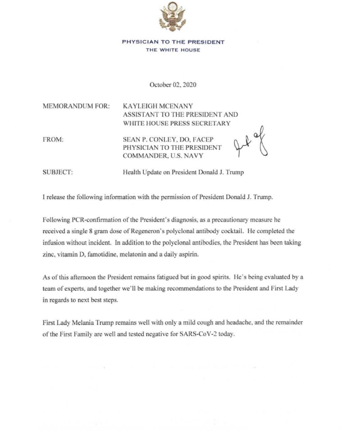 #Video Trasladan a Donald Trump, "por recomendación médica", a hospital militar; 'creo que estoy muy bien', asegura el presidente - nota-de-tratamiento