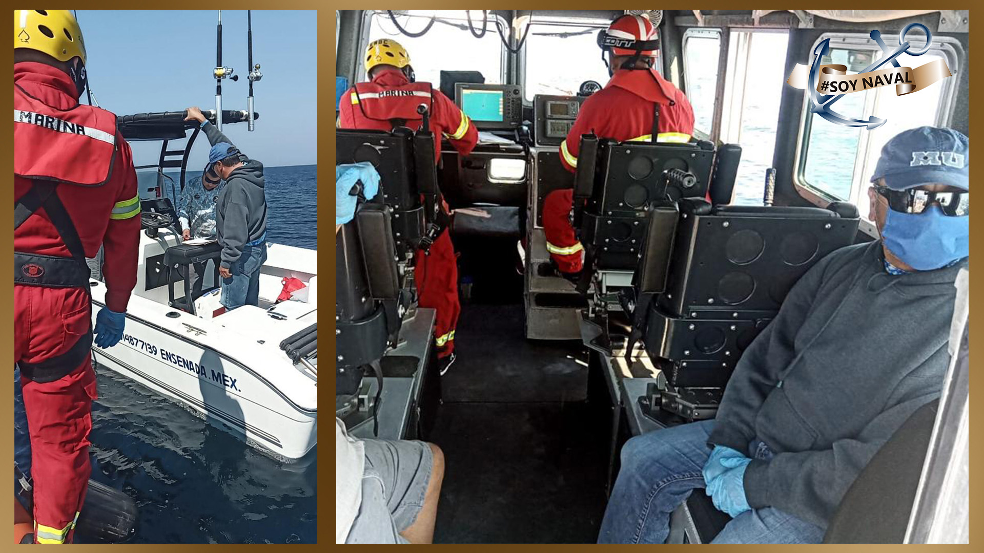 Marina rescata a tres pescadores de embarcación varada en costas de Ensenada, Baja California