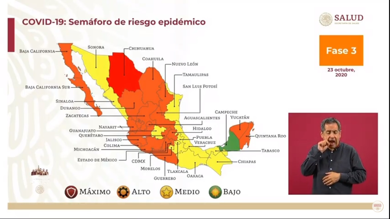 En las últimas 24 horas, México registró 6 mil 604 nuevos casos de COVID-19 y 418 muertes - semaforo-de-riesgo-por-covid-19