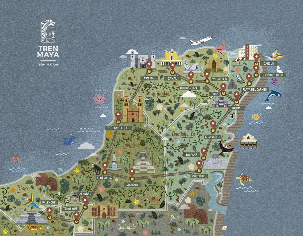 Autoriza Semarnat Fase 1 del Tren Maya; serán taladas 800 hectáreas de selva - tren-maya-ruta