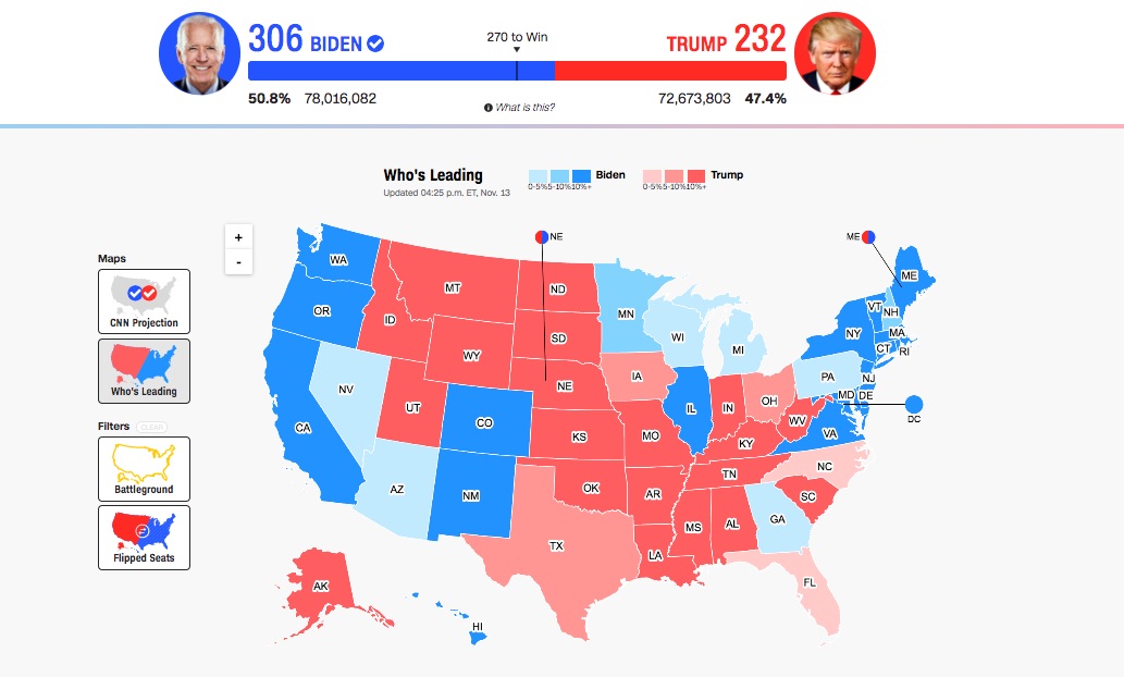 Votos electorales: Joe Biden 306, Donald Trump 232 - biden-trump