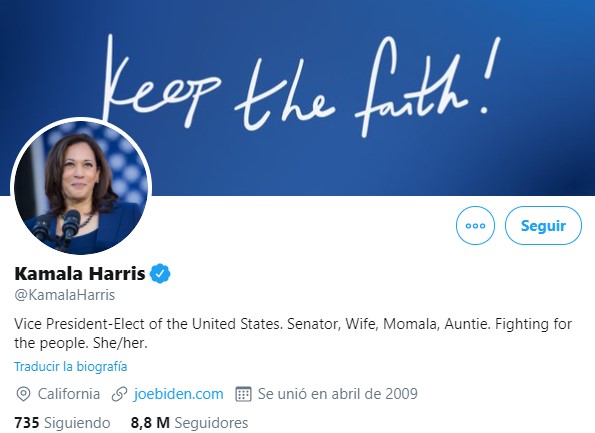Biden y Harris se describen como presidente y vicepresidenta electos en Twitter - biografia-de-kamala-harris-en-twitter