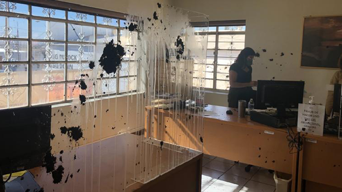 Productores de leche llenan de estiércol oficina de delegada de Bienestar en Chihuahua por falta de pago - estiercol-en-oficina-de-bertha-alcalde-lujan-en-chihuahua