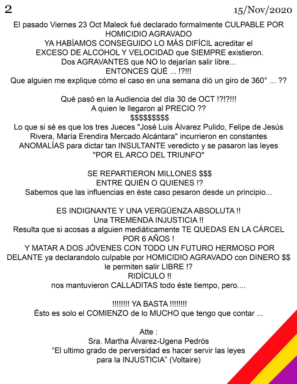 "Quedarás marcado de por vida como un asesino", explota madre de víctima contra Joao Maleck - maleck-carta-2