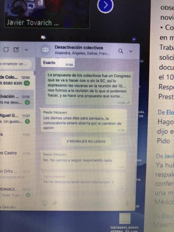 Gobierno de México desdeña a artistas y precariza aun más su situación, acusan consejos de Danza y Teatro - chat-desactivacion-de-colectivos1
