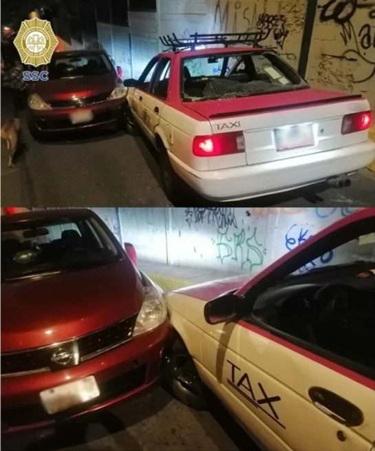 Conductor asesina a taxista en Iztapalapa por percance vial - choque-entre-auto-particular-y-taxi-en-iztapalapa